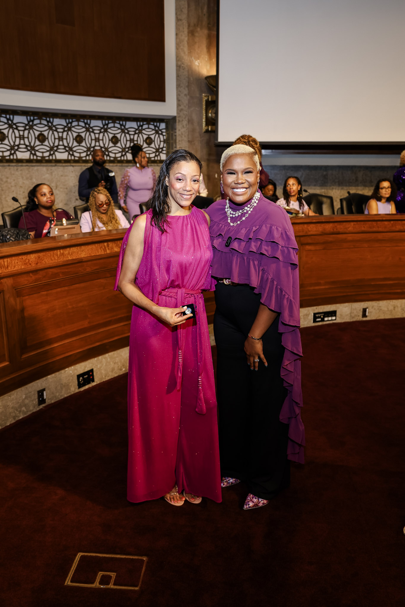 Mia Stokes with the Honorable Erica Thomas-Adeyemi following the 100 Women of Excellence recognition ceremony on Capitol Hill.
