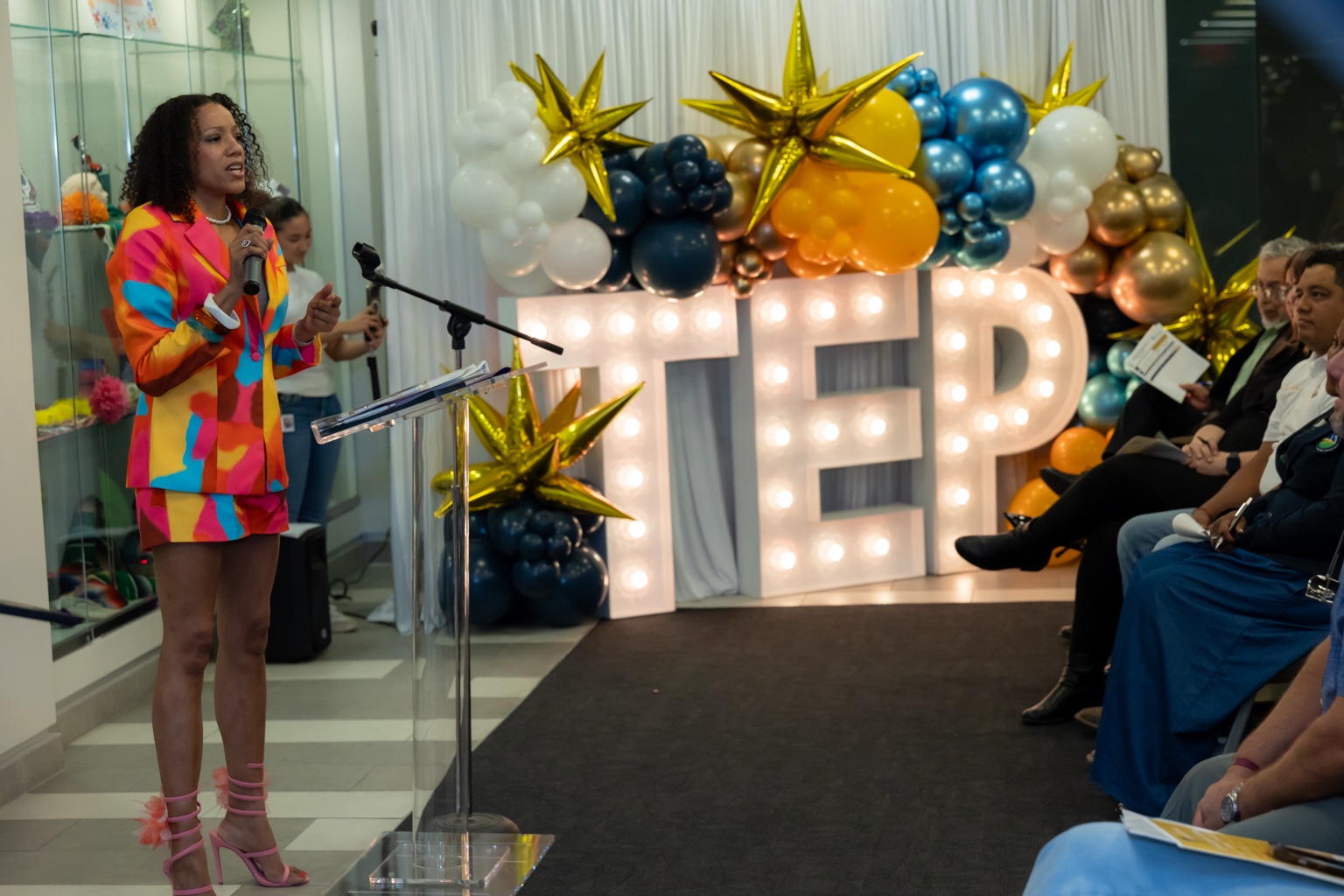 Mia Stokes presenting The Long Table at the 2026 City of Houston Turnaround Entrepreneurship Program graduation.