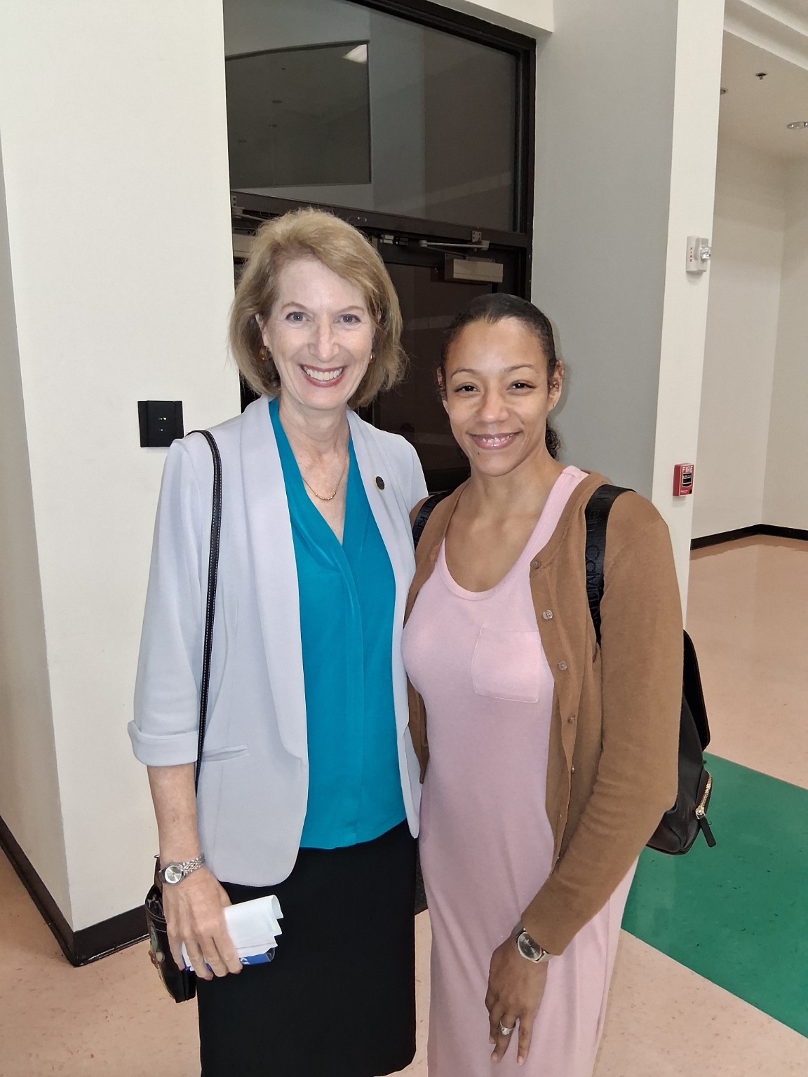 Mia Stokes with Vikki Goodwin at a Third Ward town hall